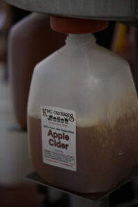 Raw uncooked Apple Cider is bottled immediately after pressing.